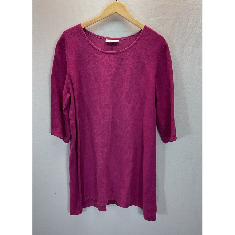 Bryn Walker Fuchsia Pink Tunic Top Linen Size XS Lagenlook oversized Artsy
